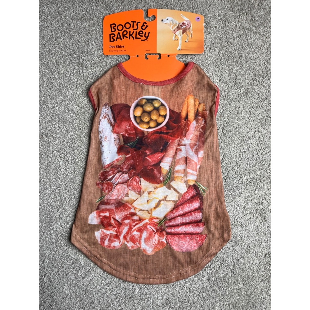 Boots & Barkley Charcuterie Board Pet Shirt Food Print Brown Medium Halloween